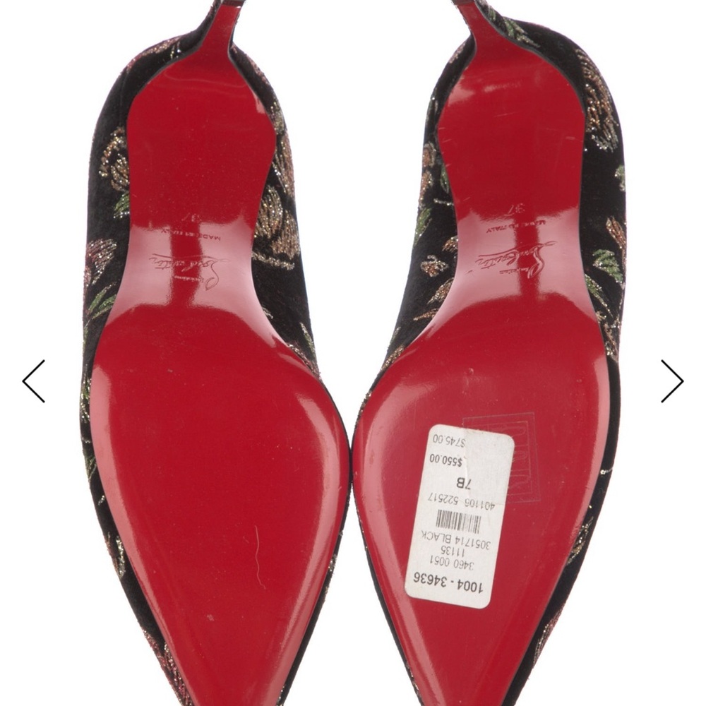 Christian Louboutin Black Floral Heels- NWT - Picture 6 of 10